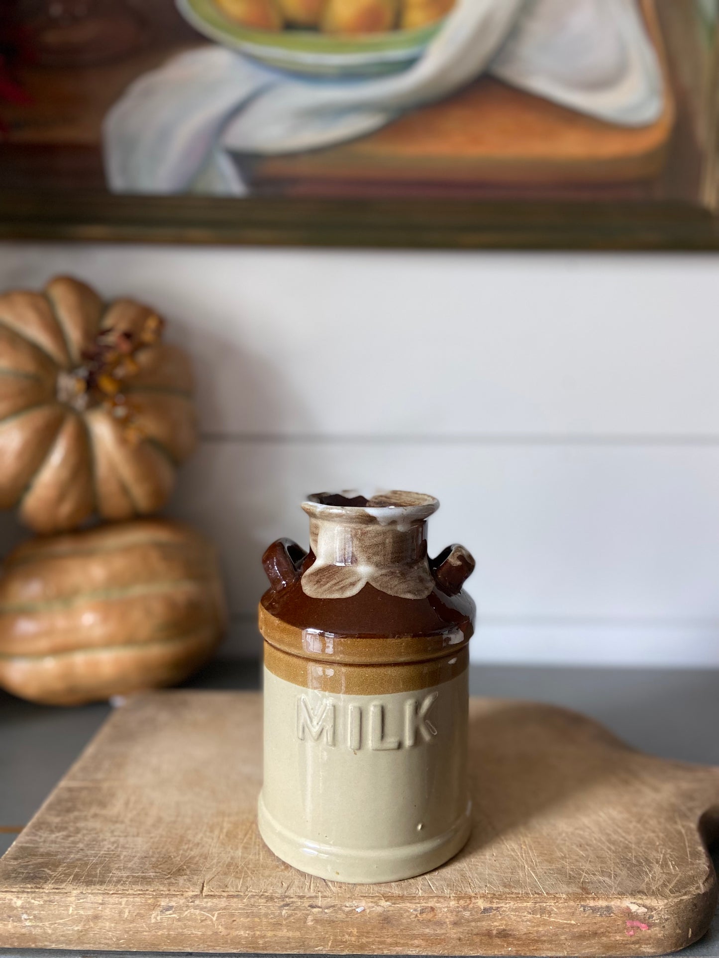 Brown Ceramic Stoneware Milk Jug