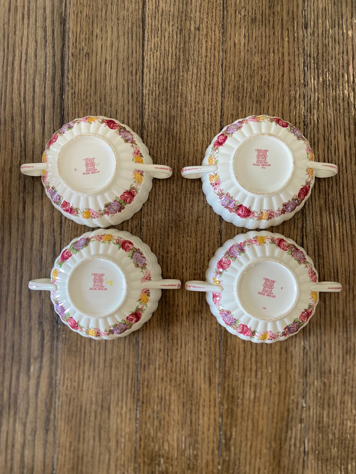 Vintage Spode Copeland 'Rose Briar' Set of Cream Soup and Saucers