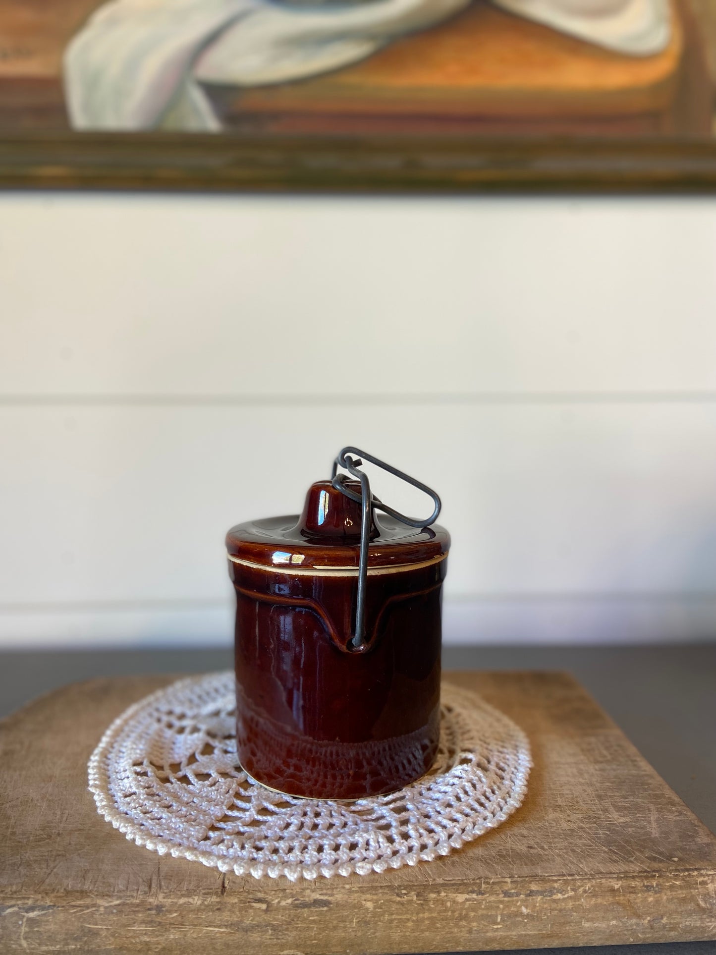 Vintage Brown Stoneware Canning Jars