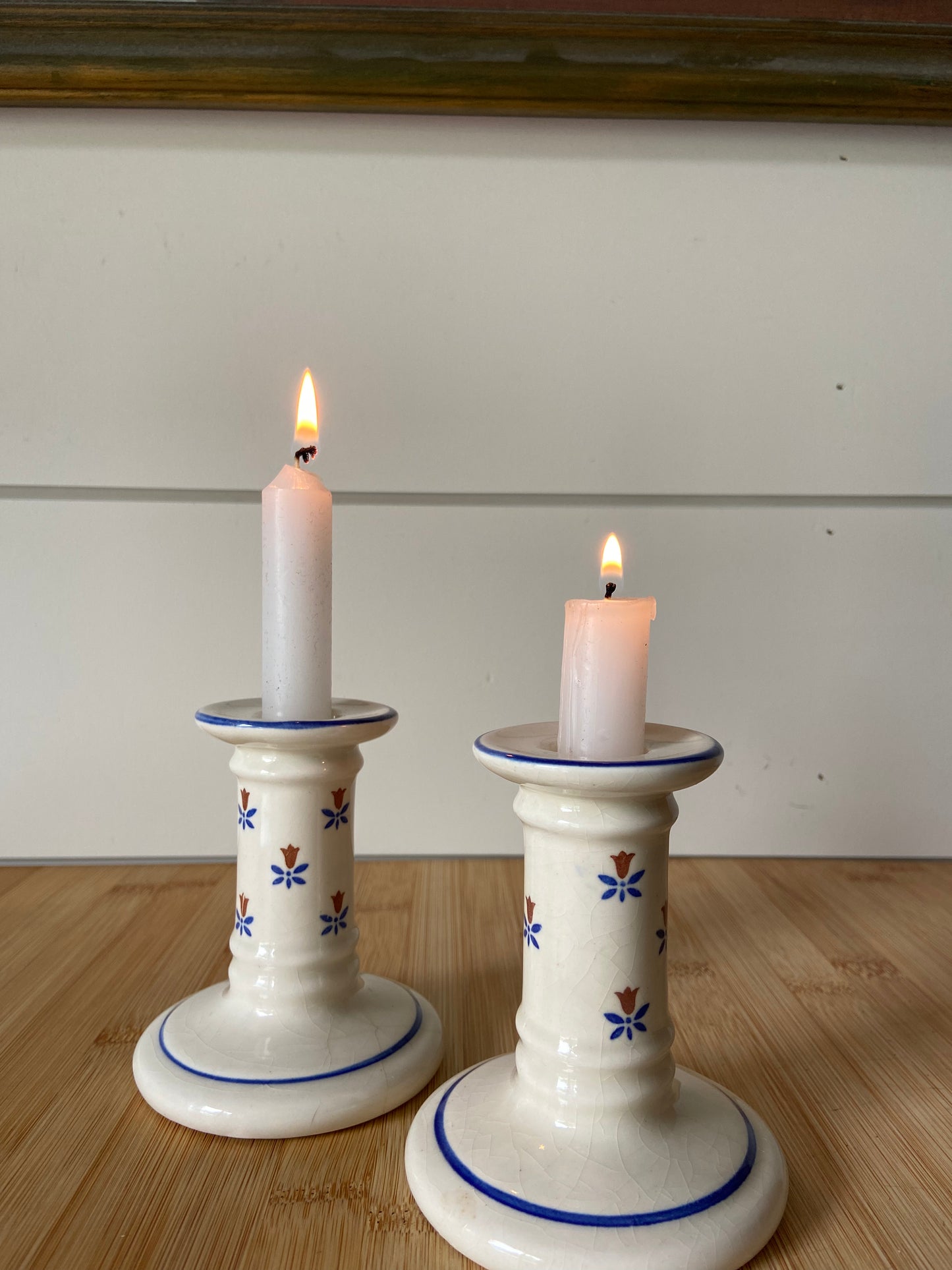 Matching White Flower Candle Holders (2)