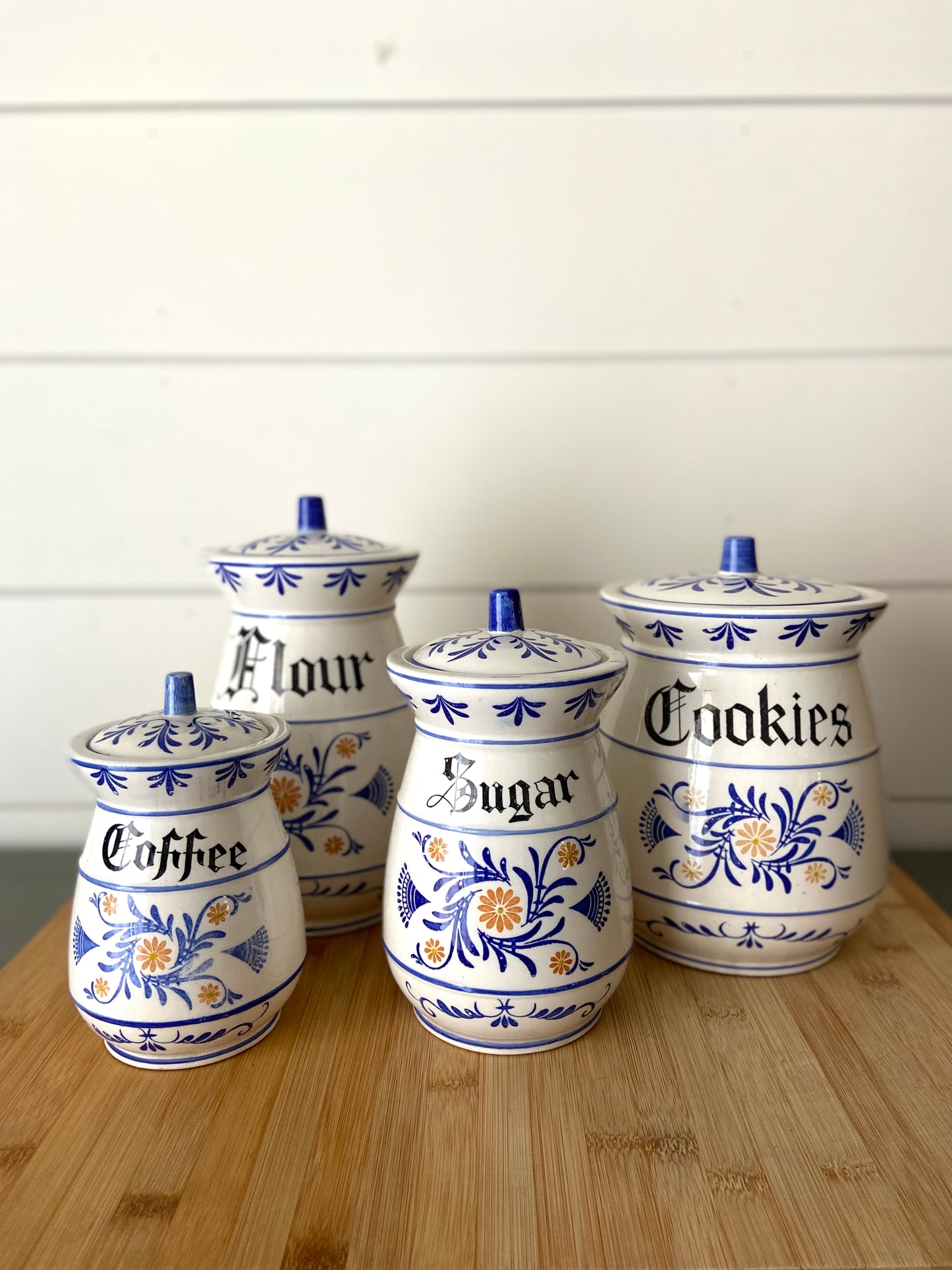 Blue and White Canister Set