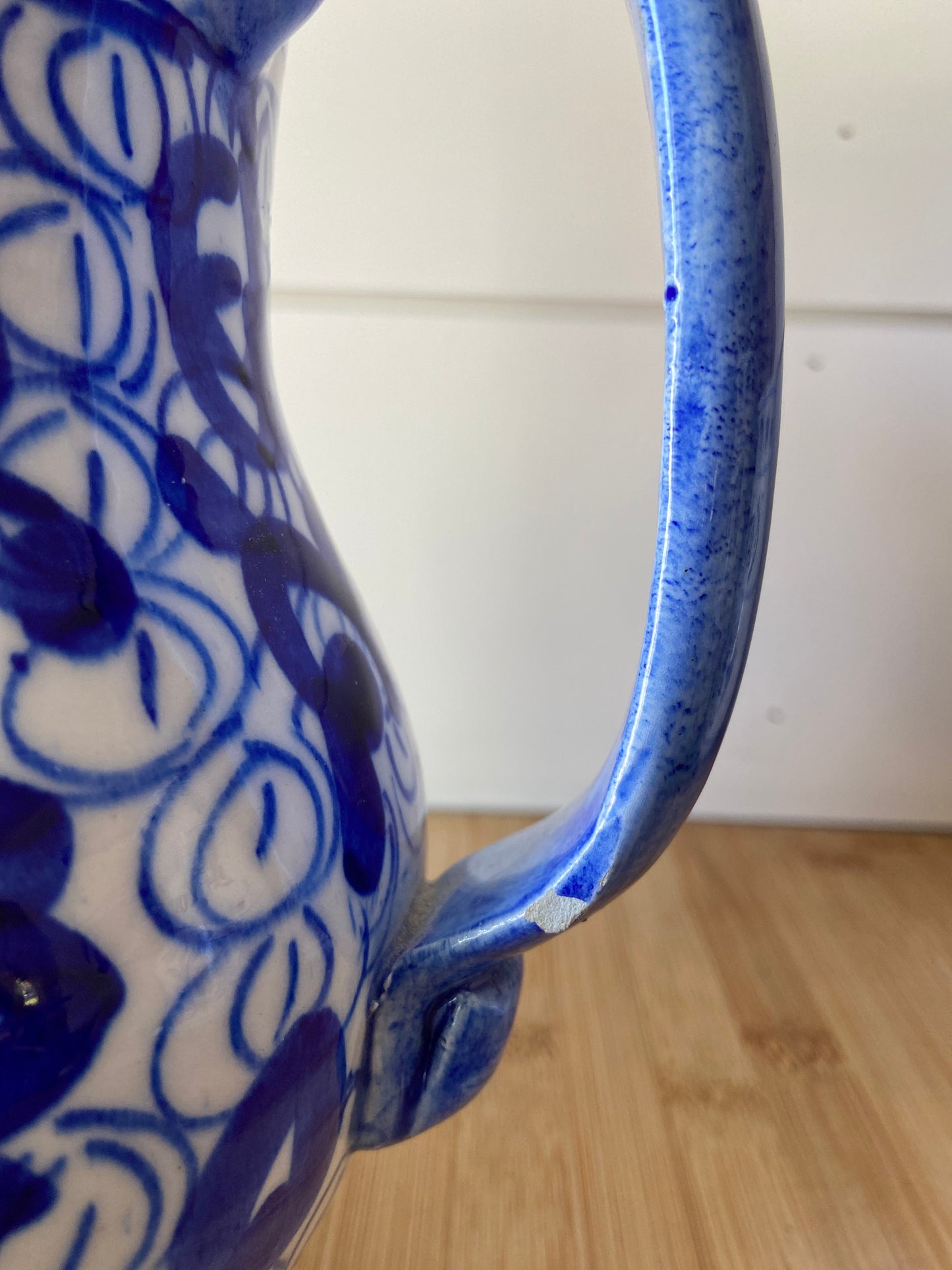 Blue and White Floral Pitcher