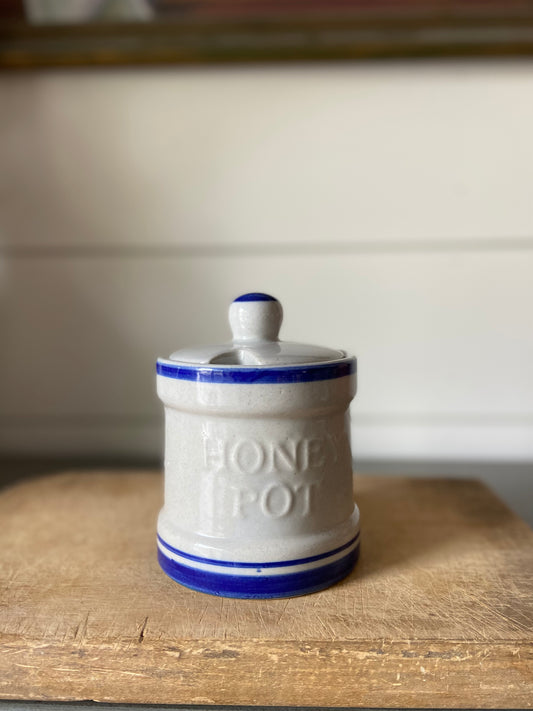 Country Blue Honey Pot
