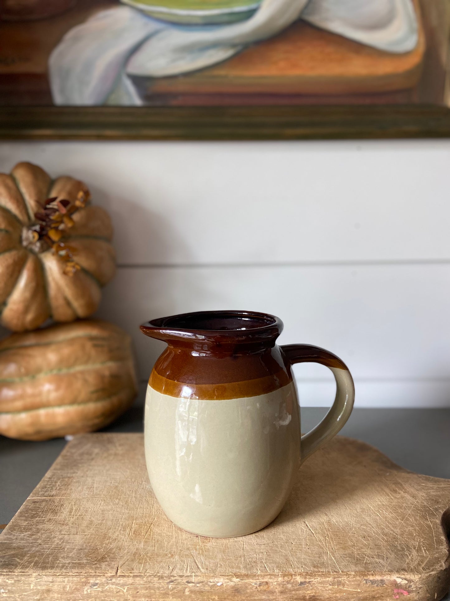 Vintage 3-toned Tan Pitcher