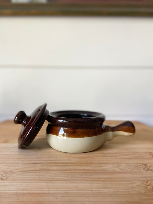 Brown and Cream French Onion Soup Petite Crocks