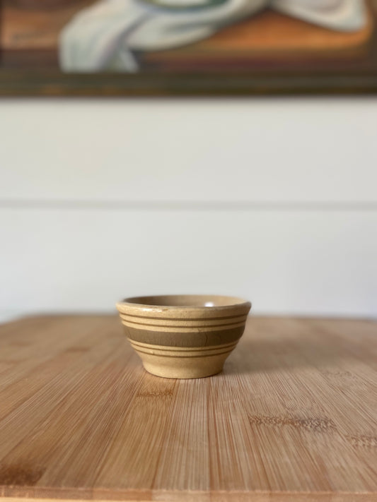 Tiny Tan Brown Striped Bowl