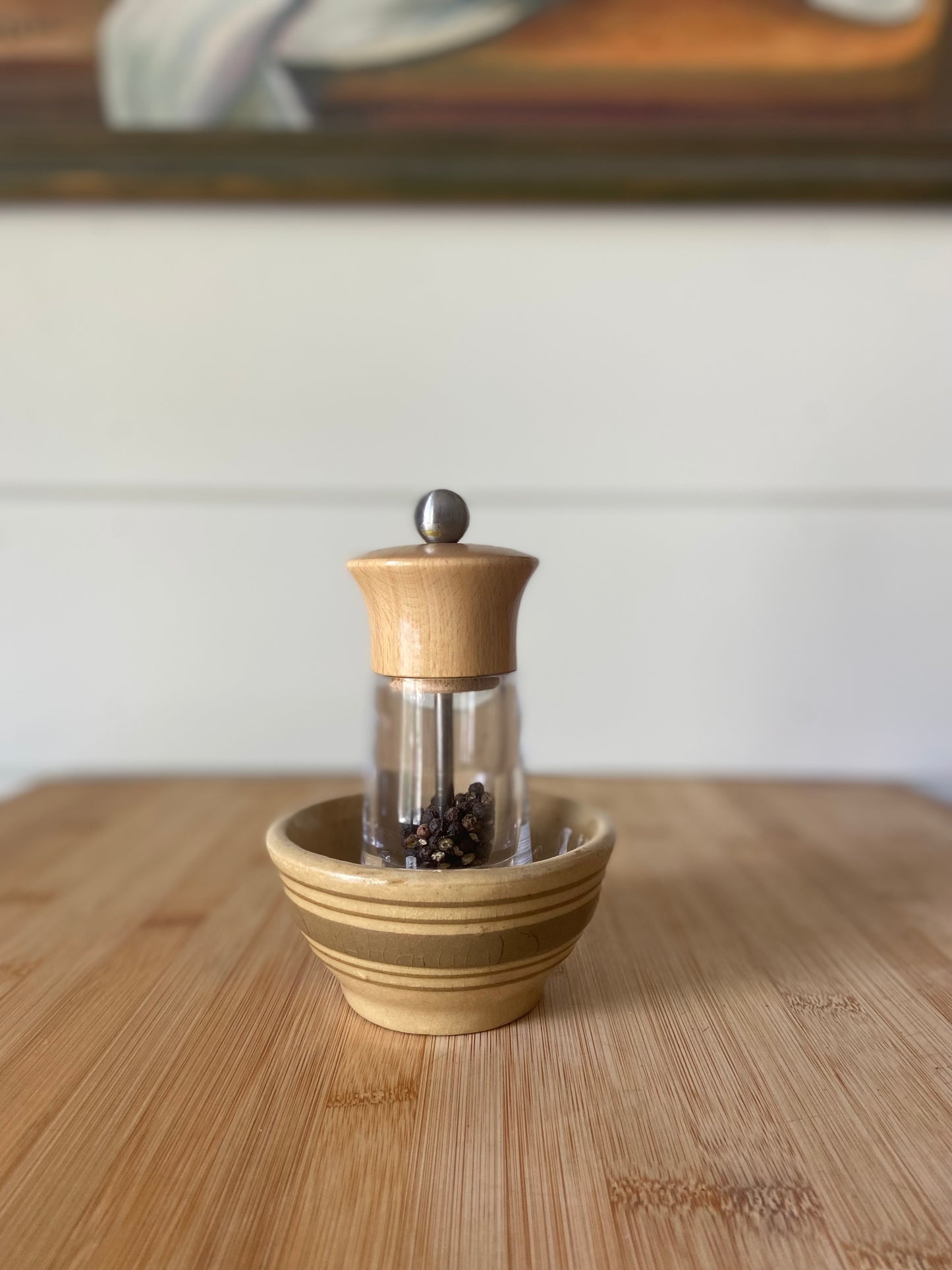 Tiny Tan Brown Striped Bowl