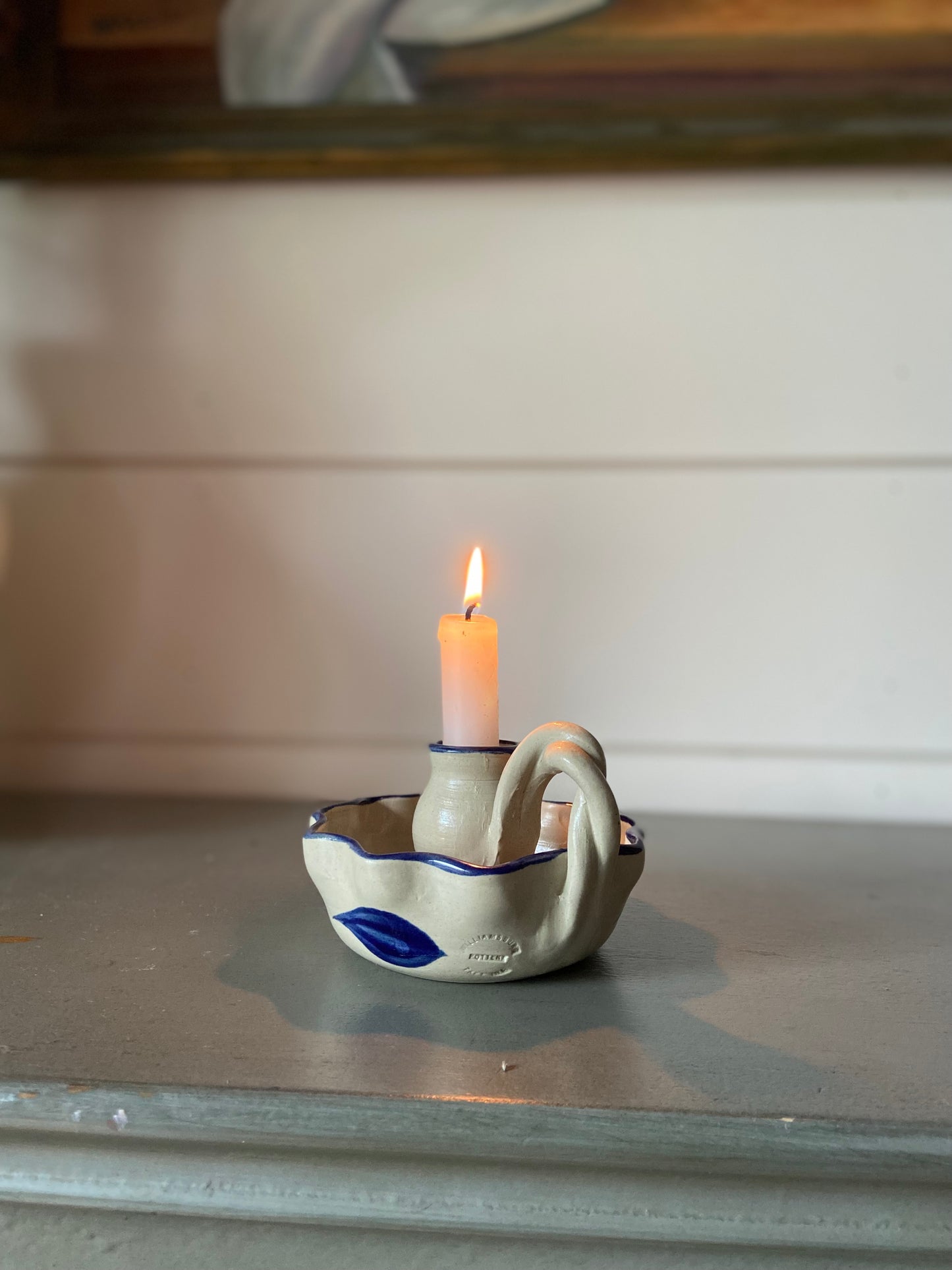 Williamsburg Pottery Handmade Candle Holder