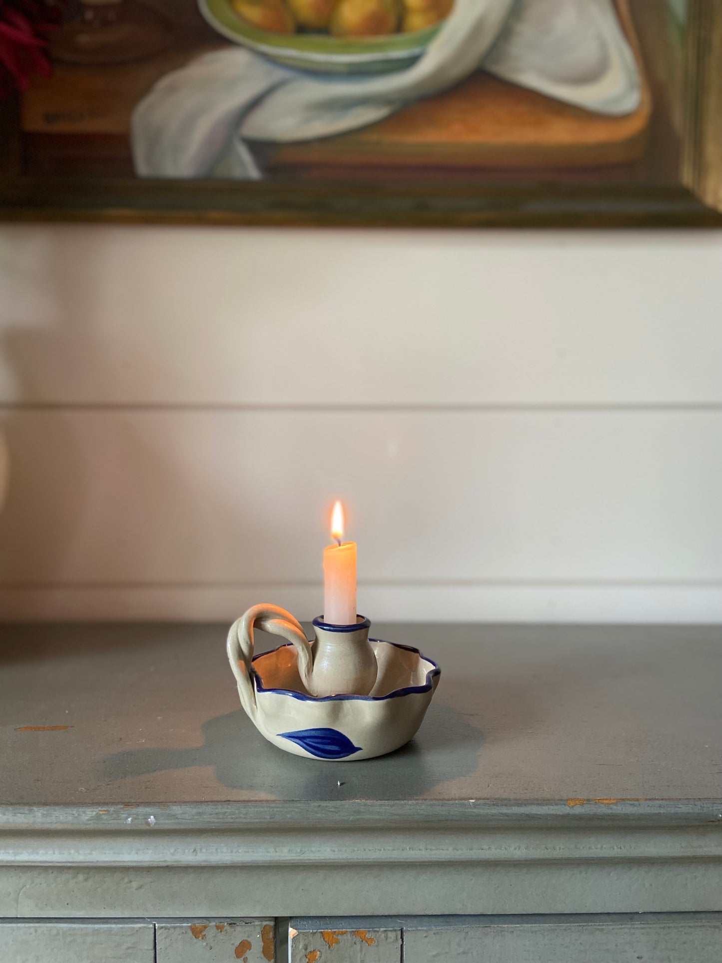 Williamsburg Pottery Handmade Candle Holder