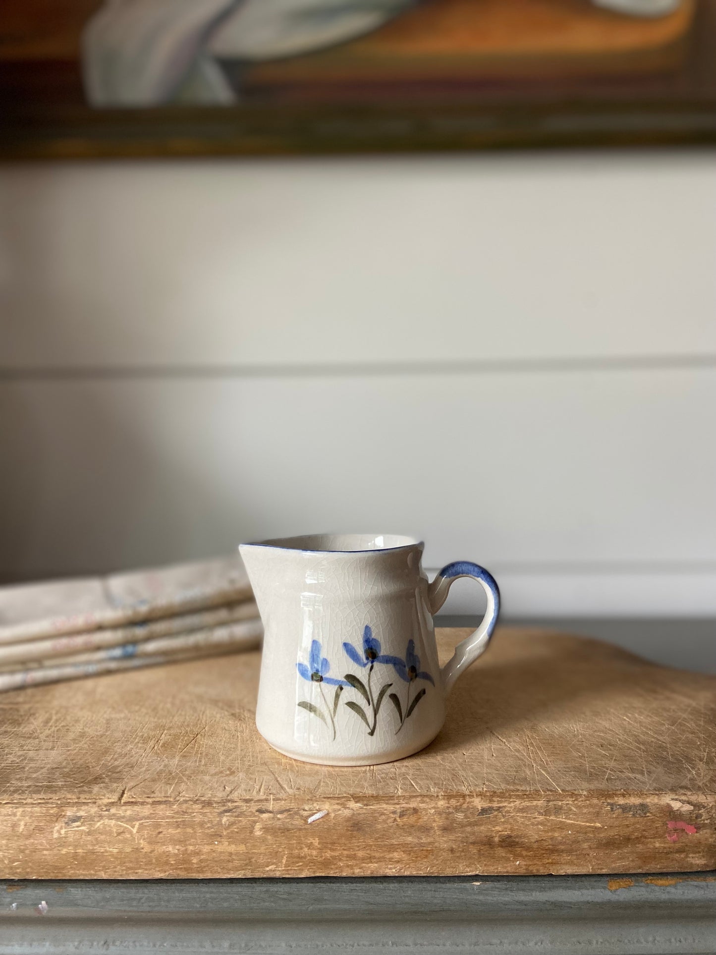 Hand-Painted Tiny Blue Creamer