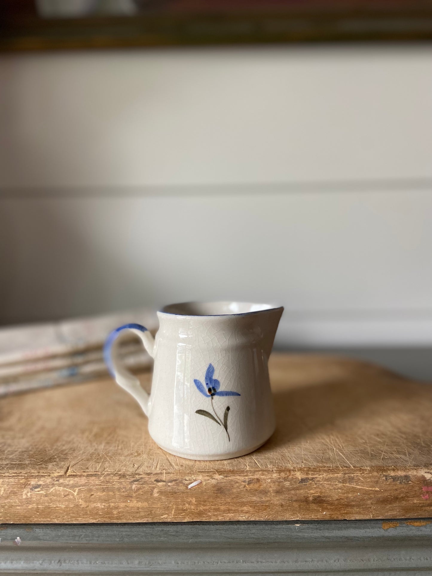 Hand-Painted Tiny Blue Creamer