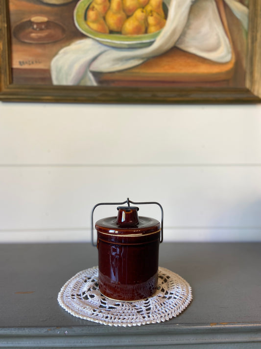 Vintage Brown Stoneware Canning Jars