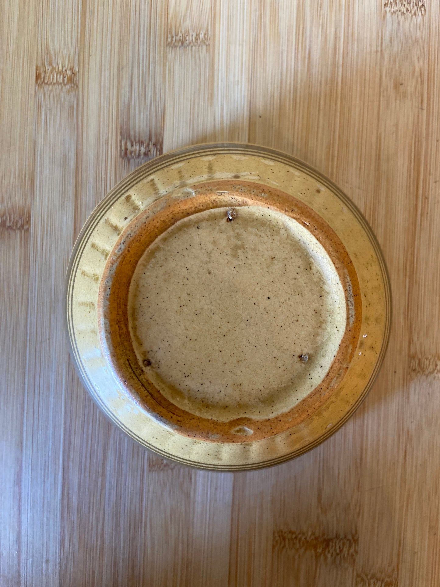 Mustard Brown Striped Stoneware Bowl