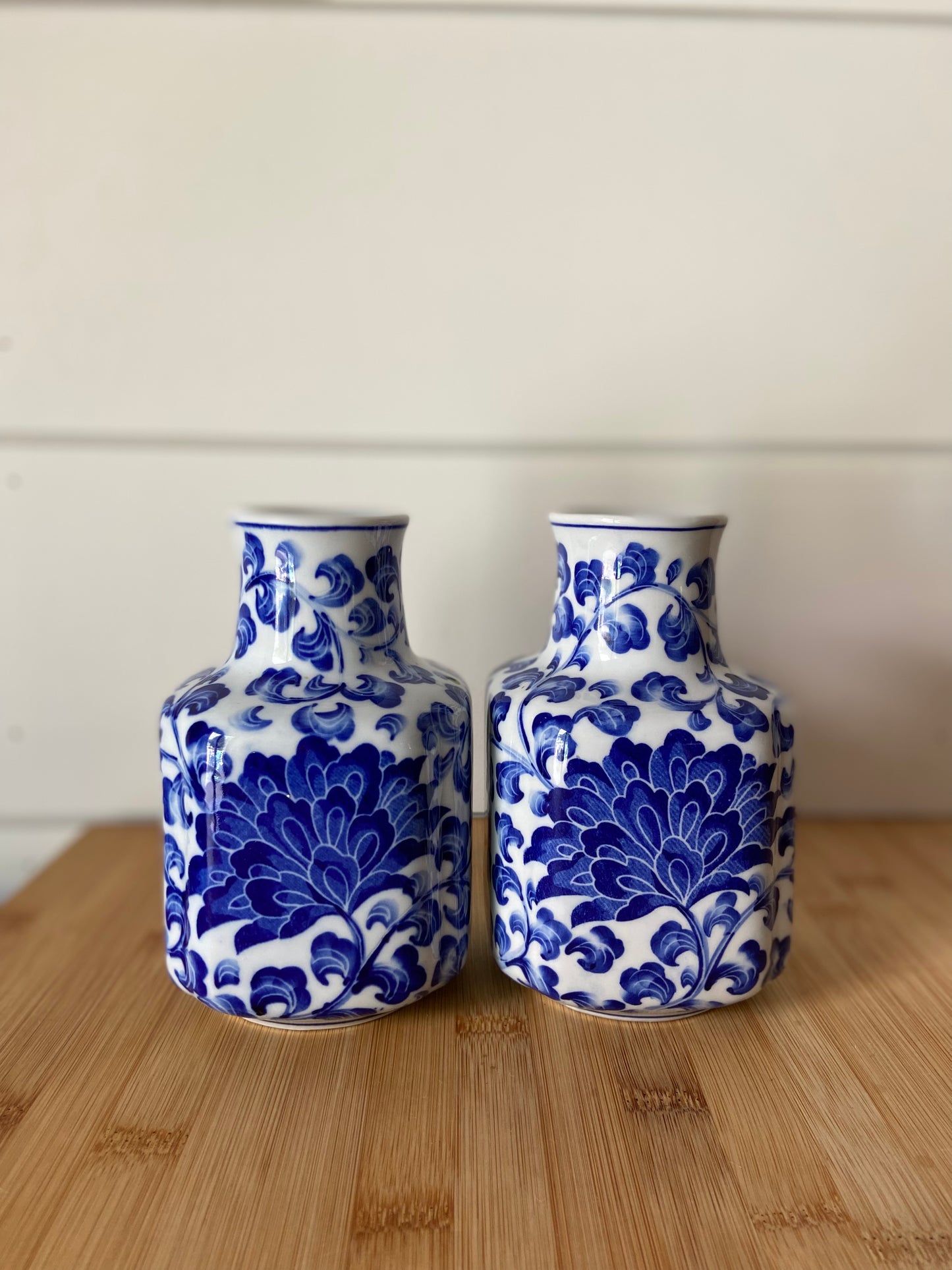 Matching Blue and White Vases Set