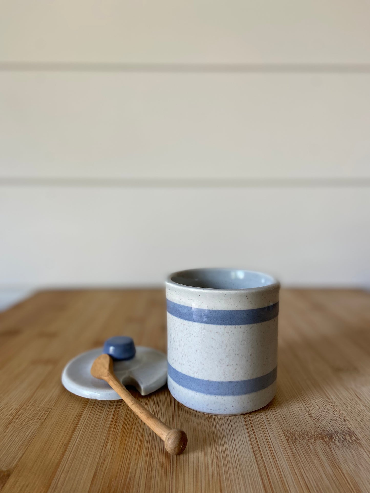 McCoy Blue Striped Honey Pot