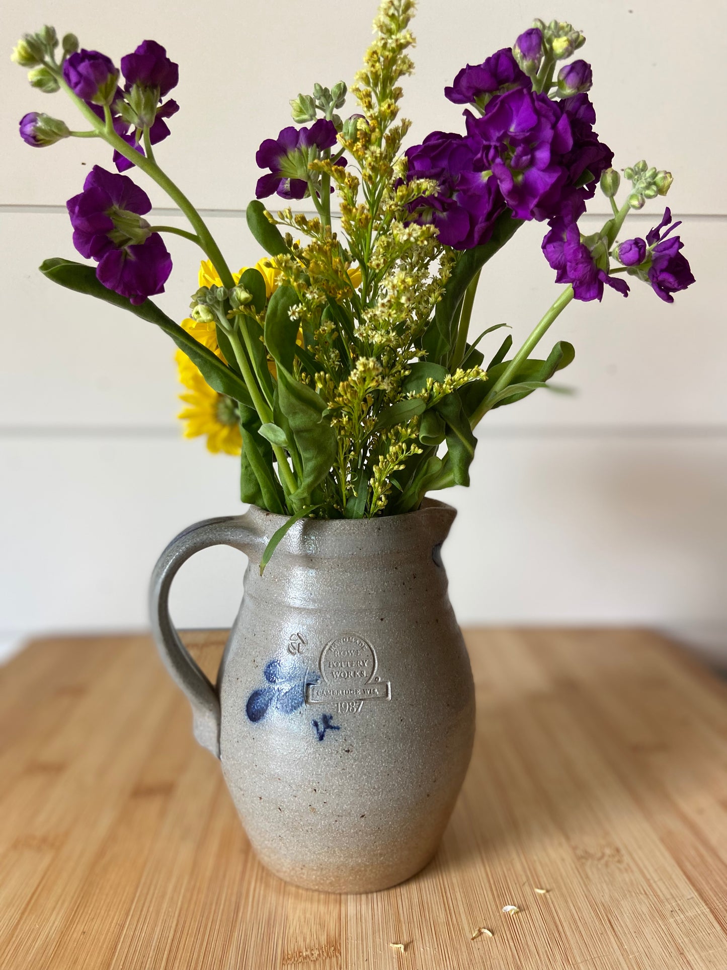 Rowe Pottery Blue Gray Vase/Pitcher